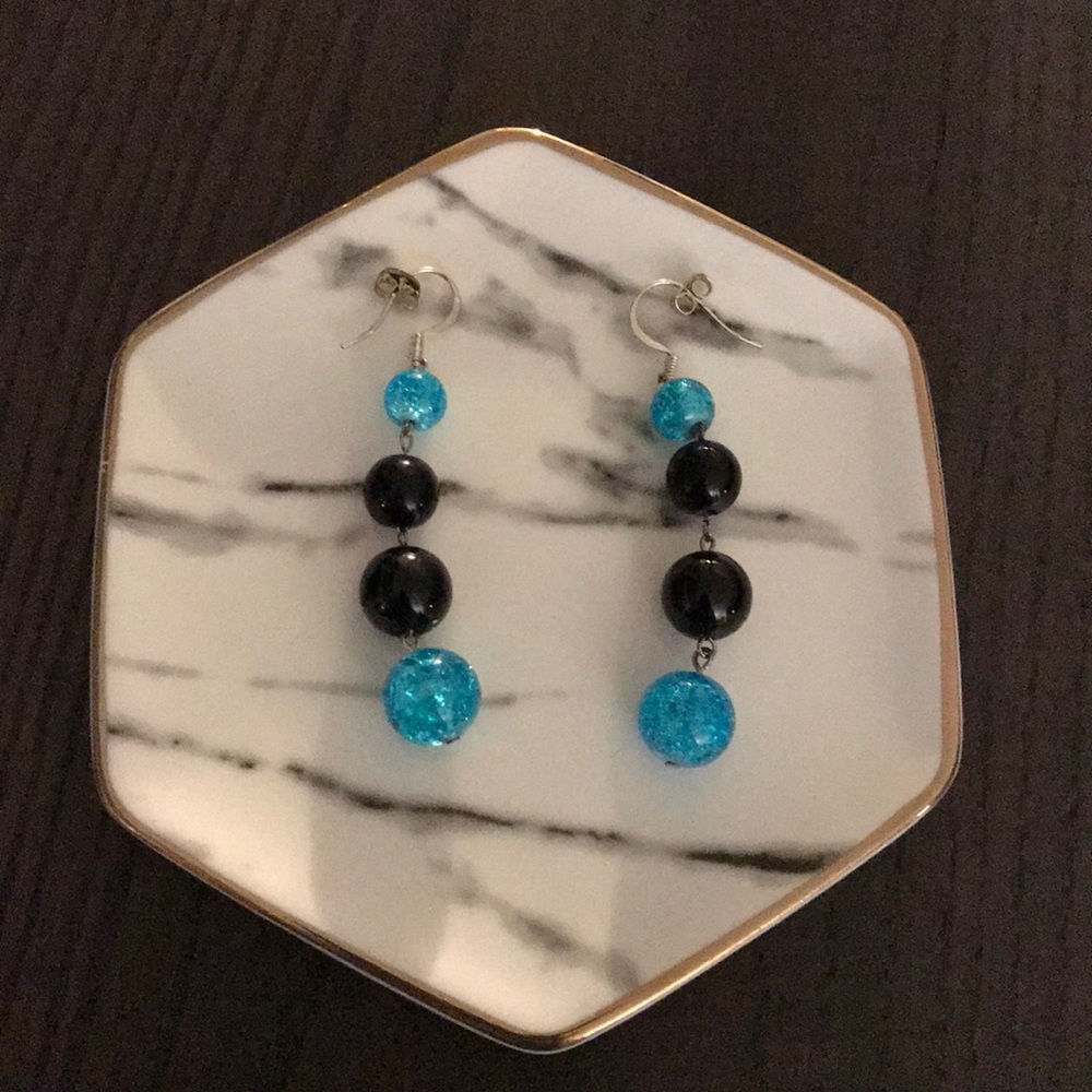 Drop Earings Turquoise and black